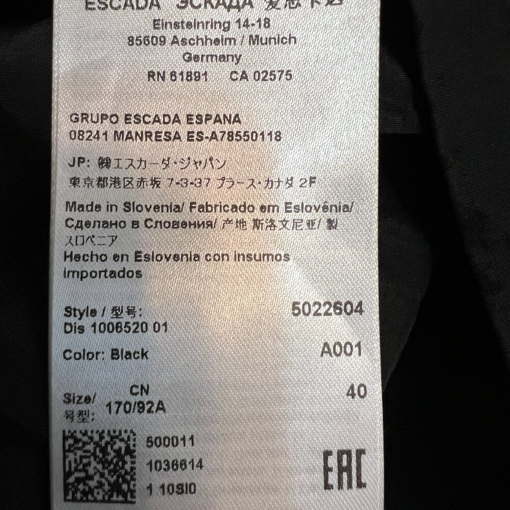 Escada Black Sheath Dress 40/M Cap Sleeve Cocktail Career Party Classic Stretch - Picture 7 of 13